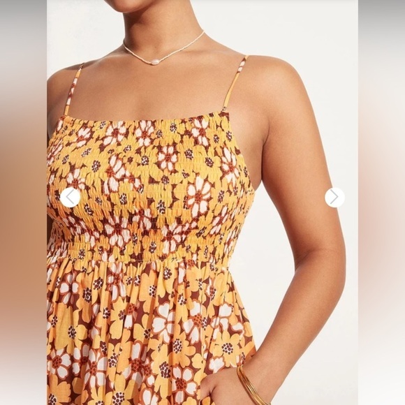 New Faithfull The Brand Mari Li Reni Floral Print Orange Maxi Dress Size L - Picture 3 of 13